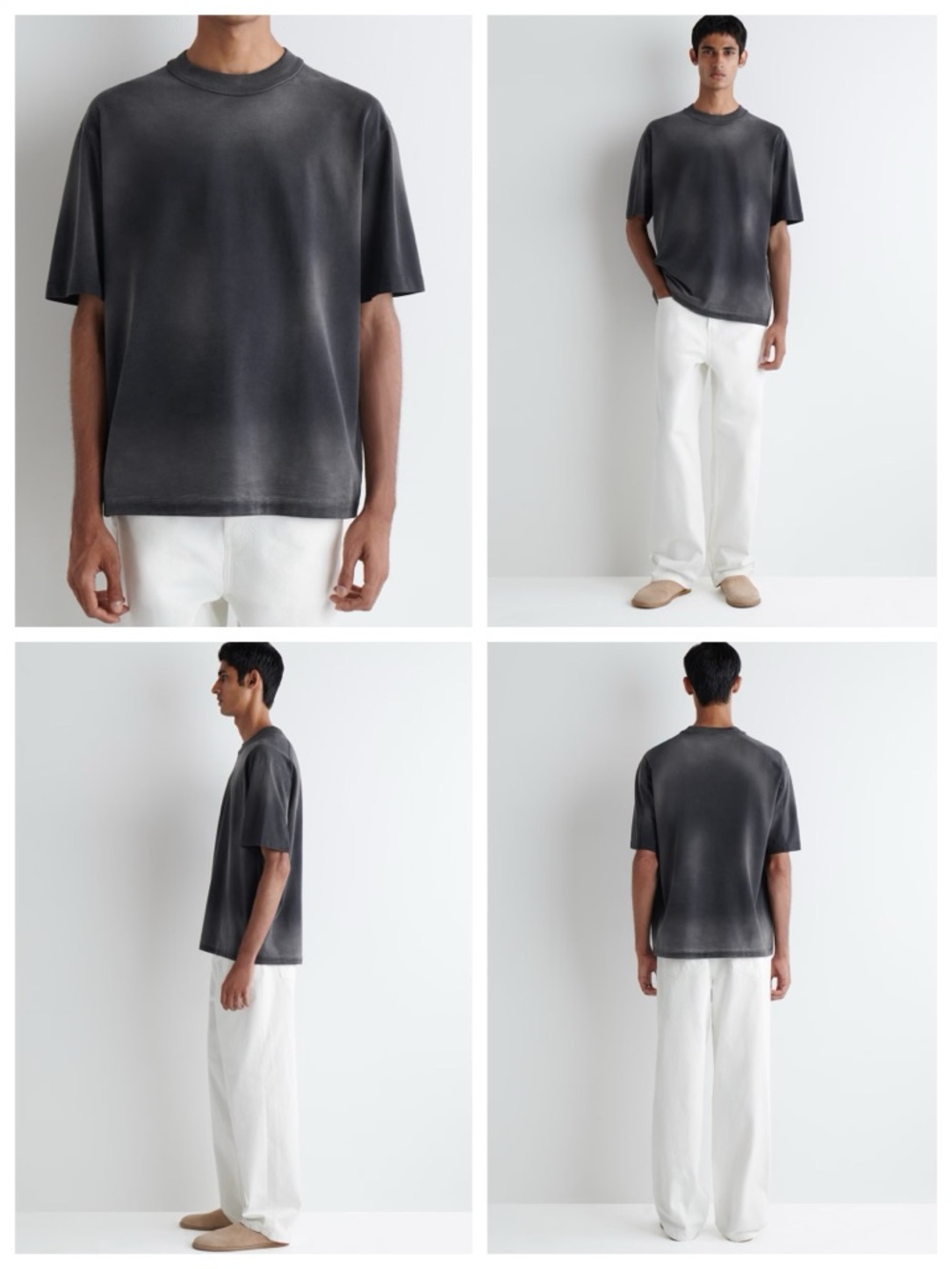 COS men’s OVERSIZED WASHED-JERSEY MOCK-NECK T-SHIRT COTTON